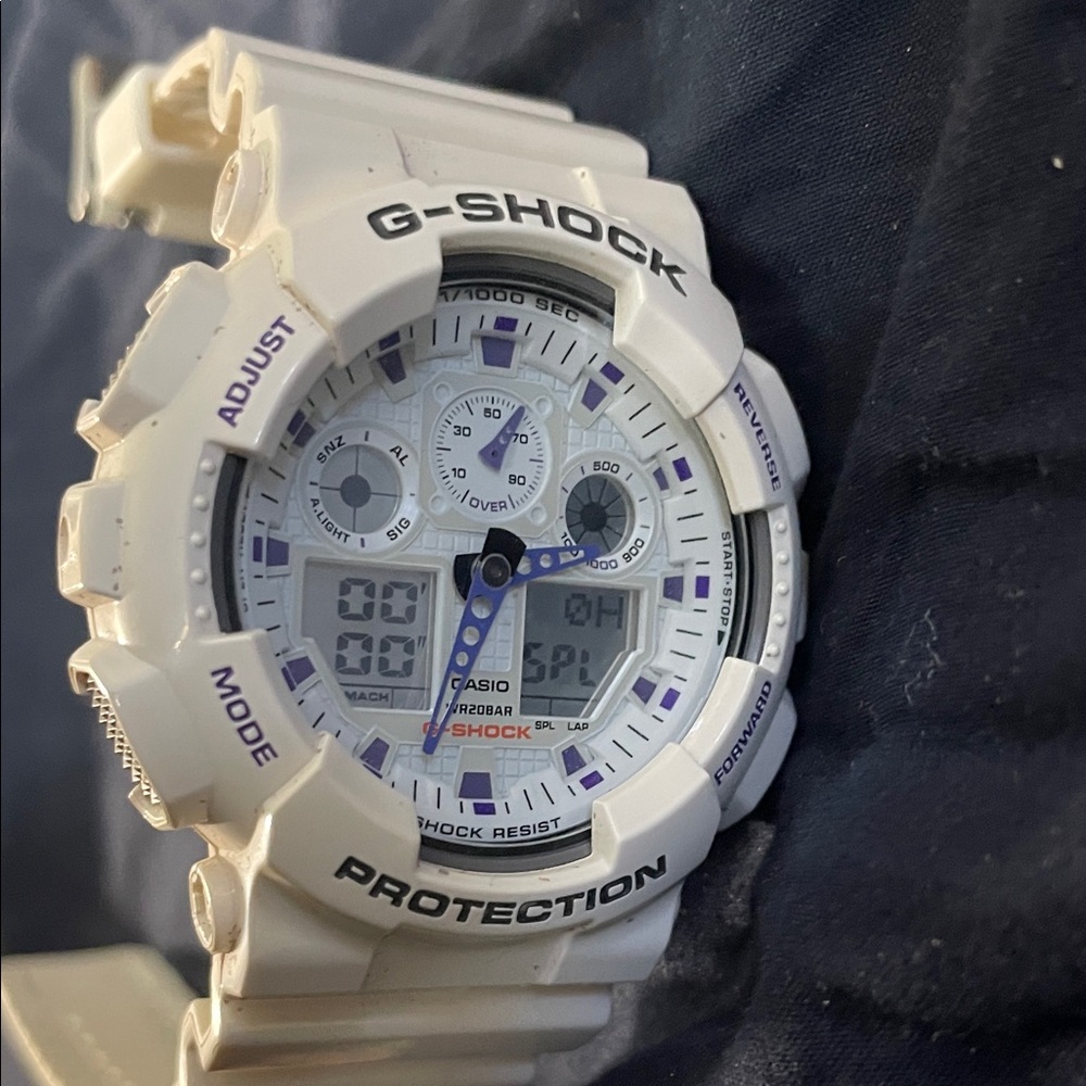 G-Shock White and Purple Watch